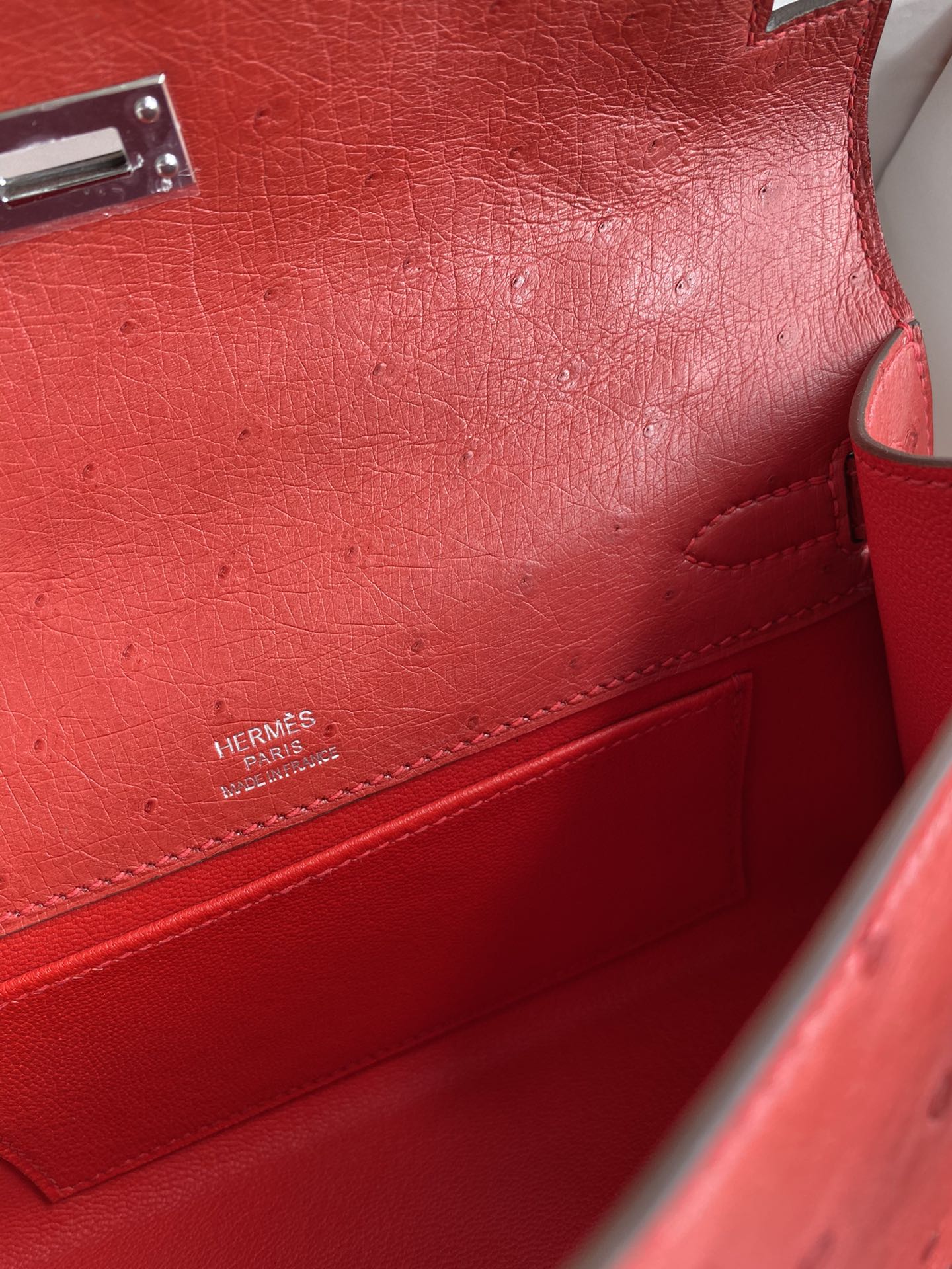 Hermes Mini Kelly Pochette 22cm Bag In Red Ostrich Leather